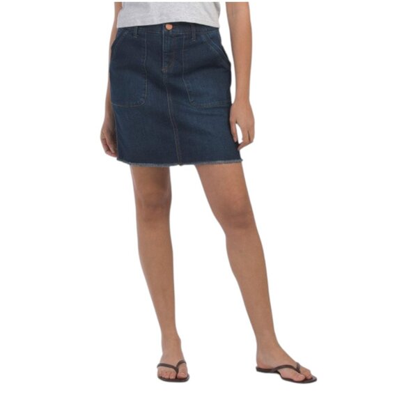 DEMOCRACY Ab Solution Patch Pocket A-line Skirt With Frayed Hem